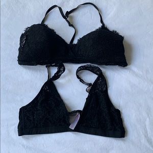 Two black bralettes